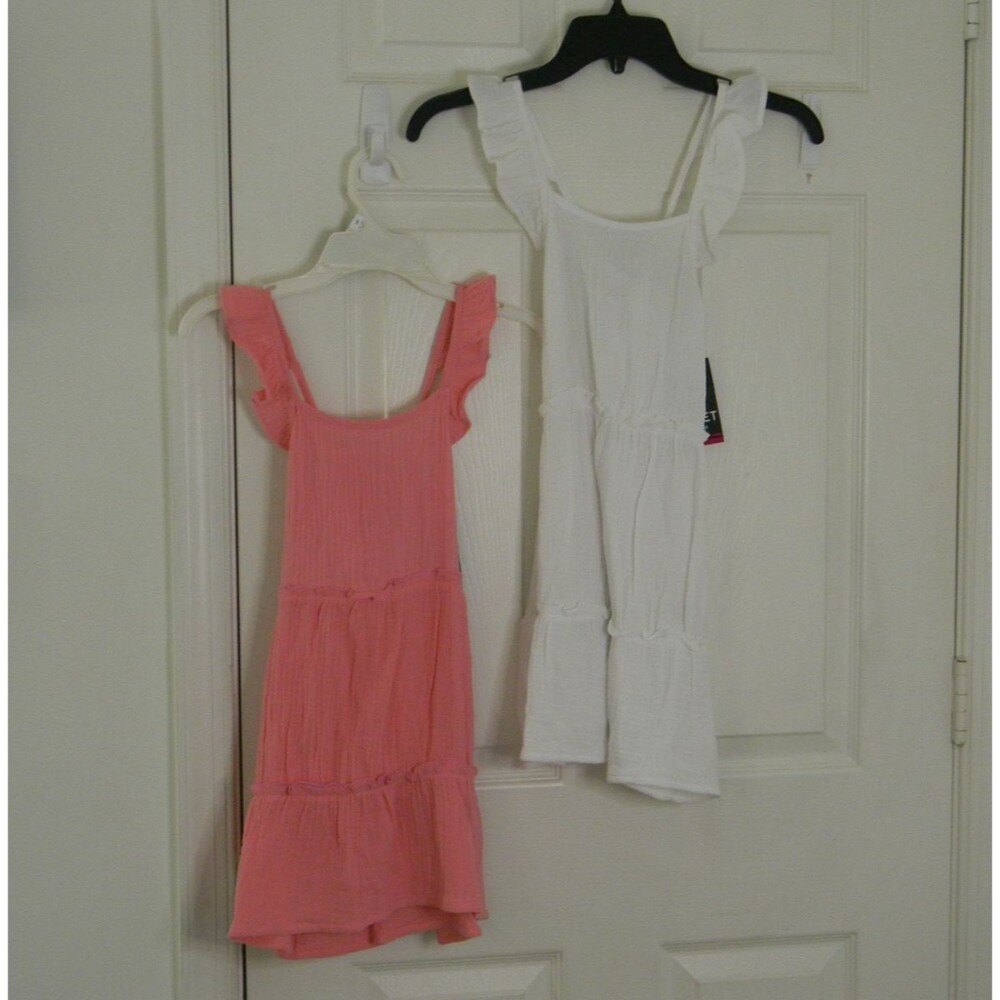 Pink Velvet Brand Lot of 2 Gauze Dresses Girls 5/6/6x Pink White Smocked NWT